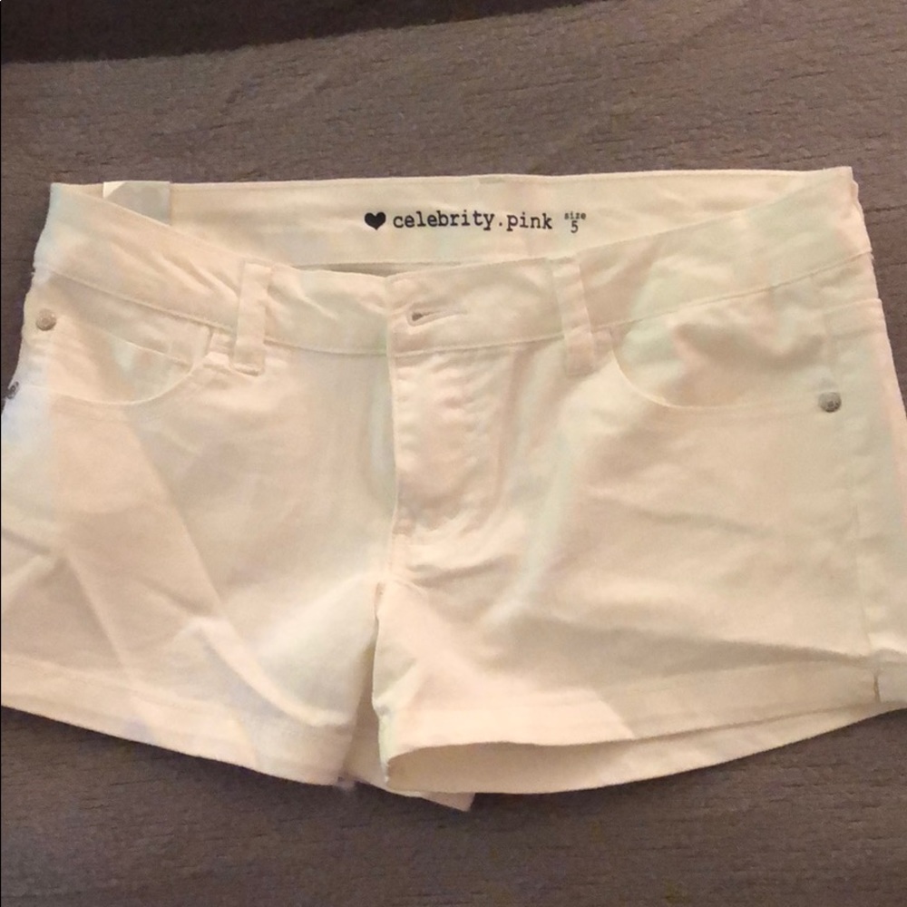 Celebrity Pink White Denim Shorts